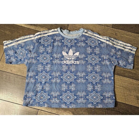 Adidas Culture Clash 3 Stripes Cropped Tee Size XL - Picture 2 of 6